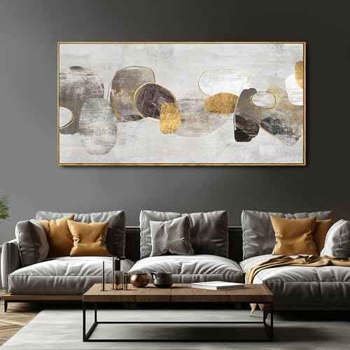 Gray Abstract Wall Art Decor 30x60 Inch Large Gold Wall Art Modern Artwork for Living Room Bedroom Office Wall Accents