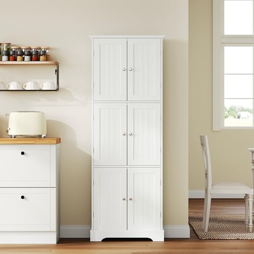 63.2" Tall Bathroom Storage Cabinet with 6 Doors