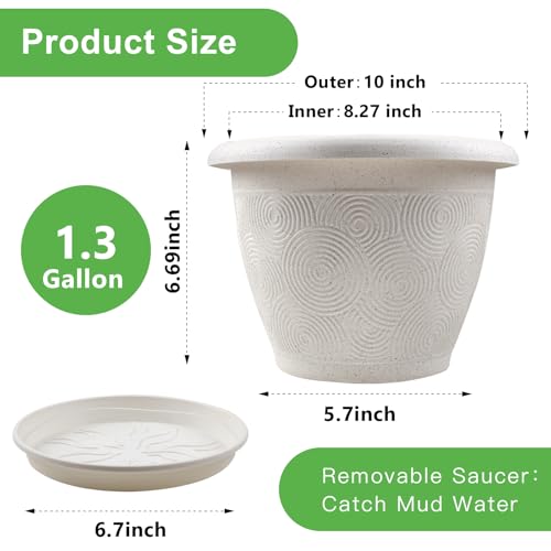 Plastic Flower Pots Planters For Indoor Plants (3 Count)