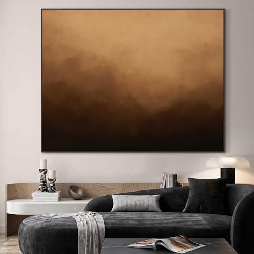 46"x60" Extra Large Framed Wall Art Warm Earth Tones Abstract Landscape Illustration for Home Living Room Bedroom Decor