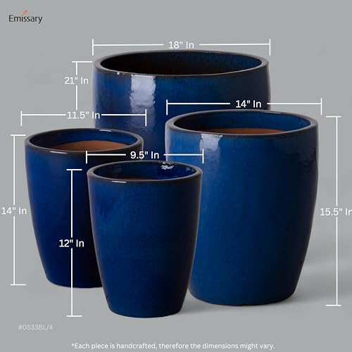 Bullet 18 in. Blue Ceramic Round Planter