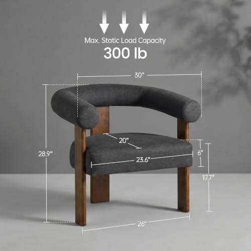 Barrel Accent Chairs Set of 2 with Armrests and Walnut Wood Legs (2 Count)