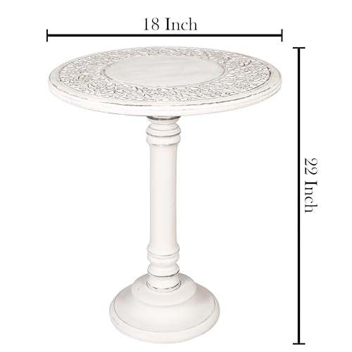 Lightnpro Carved Round Pillar End Table