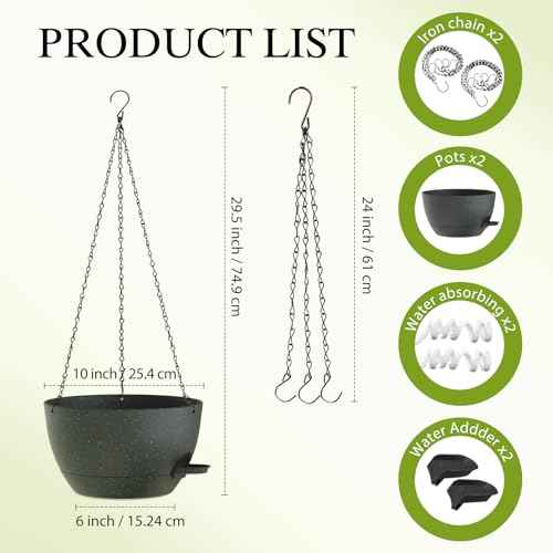 10 Inch Hanging Baskets 2 PC with Chains (2 Count)