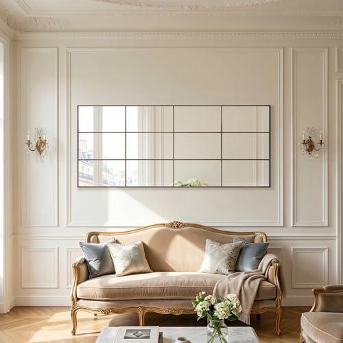 Windowpane Mirrors Full Length 65"x24" Wall Mounted Bronze Art Pane Mirror Farmhouse Decorative Floor Mirrors Leaning Hanging Wall Mirror for Bedroom Living Room Entrance
