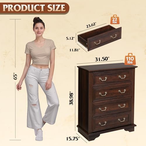 Farmhouse 4 Drawer Dresser for Bedroom
