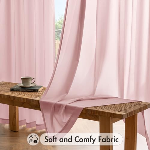 Light Pink Privacy Sheer Curtains 2 Panels 42W x 63L (2 Count)