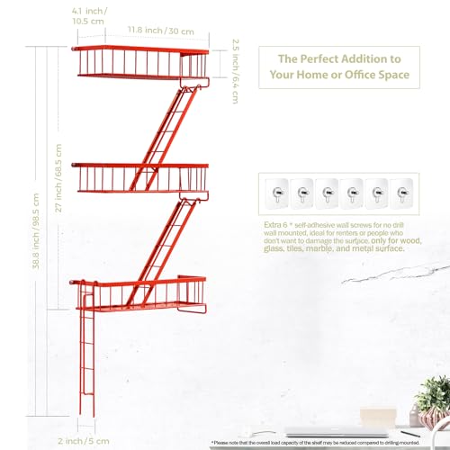 Fire Escape Wall Shelf Red (3 Count)