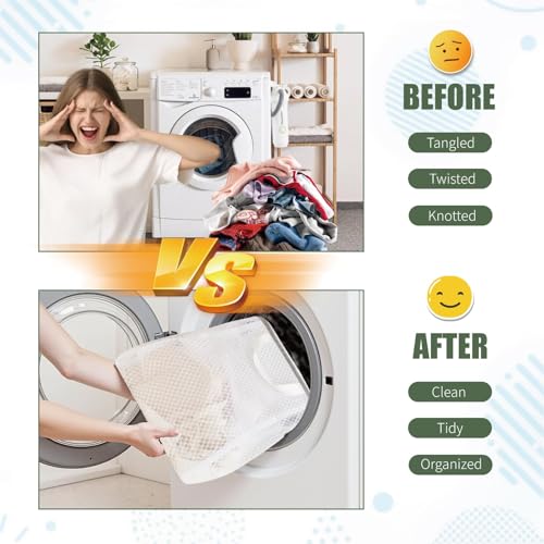 GWT 4Pcs 3D Mesh Laundry Bags with Hanging Handles (4 Count)