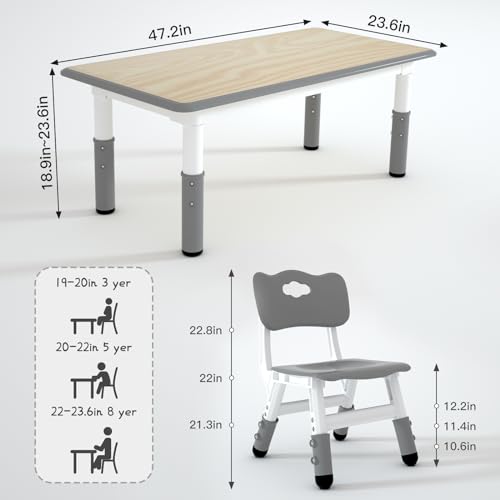 Kids Study Table and 4 Chairs Set