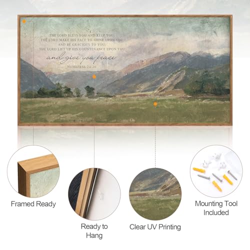 Numbers 6:24-26 May the Lord Bless You Framed Wall Art 40x20 Inch
