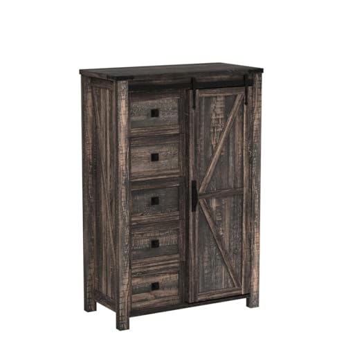5 Drawers Dresser with Sliding Barn Doors