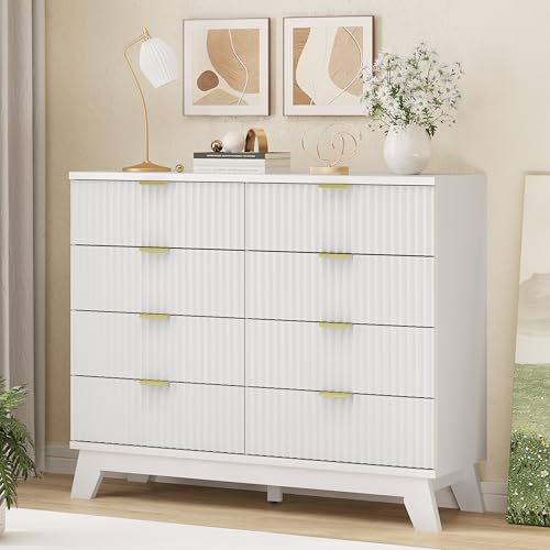 Fluted Dresser for Bedroom with 8 Drawers