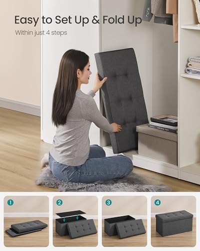 30 Inches Folding Storage Ottoman Bench