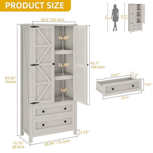 64.5" Pantry Cabinet with Barn Doors
