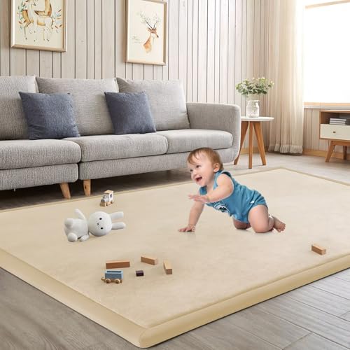 Baby Play Mat for Floor Nursery Rug Muscle Mat Area Rug Playroom Rug 39"x59" Playpen Mat Elastic Foam 1.3" Thick Crawling Mat for Babies