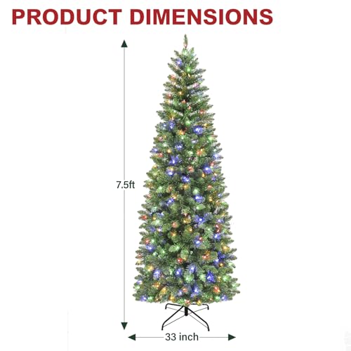 7.5 ft Prelit Pencil Christmas Tree with 792 Branch Tips