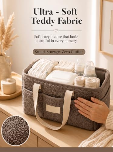 Baby Diaper Caddy Organizer with Waterproof Changing Pad