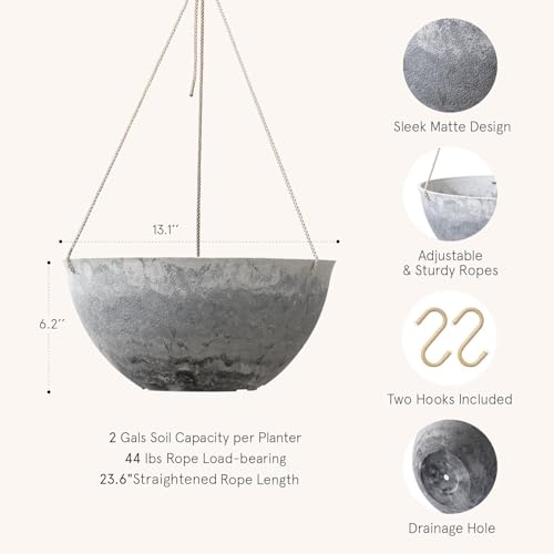 Hanging Planter Baskets for Outdoor Plants (2 Count)