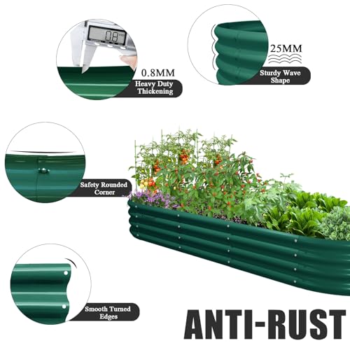 2 Pack 8x3x1FT Galvanized Raised Garden Bed Large Metal Planter Box Kit Elevated Raised Garden Planters for Outdoor Plants