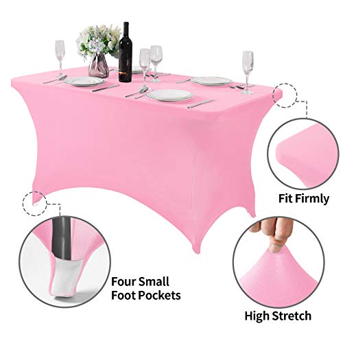 Spandex Table Cover for 4FT or 6ft or 8ft Table Universal Fitted Stretch Tablecloth for Party