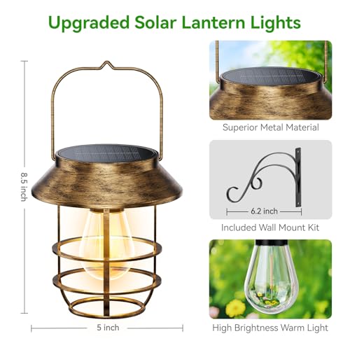 2 Pack Solar Lanterns Outdoor Waterproof (2 Count)