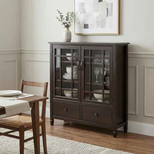 Connaught 46" Solid Wood Tall Cabinet in Dark Chestnut Brown
