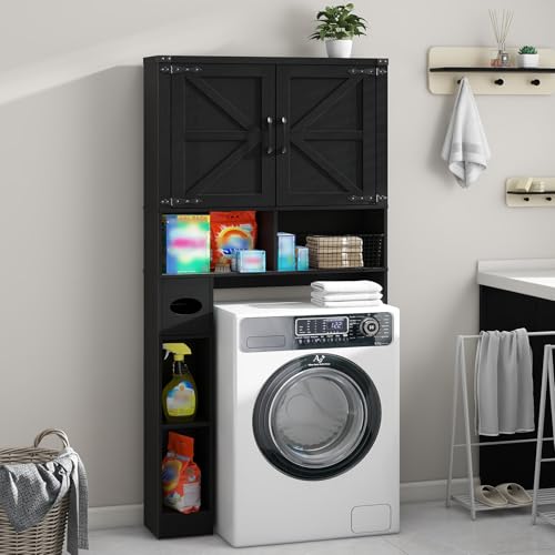 Over The Toilet Storage Cabinet with 2 Barn Doors