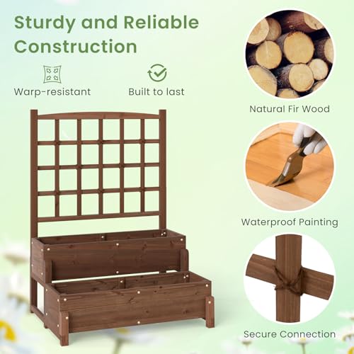 2 Tier Raised Garden Bed with Trellis & Legs