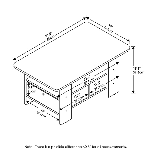 Andrey Small Modern Coffee Table with Storage Shelf