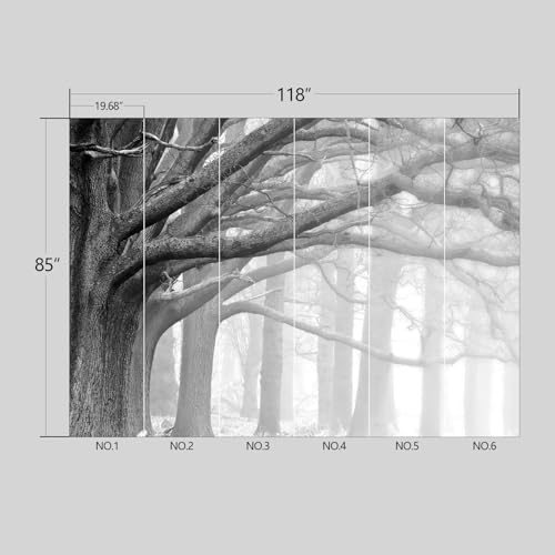Grey Forest Big Tree Wallpaper Woodland Peel and Stick wall Mural for Bedroom Living Room