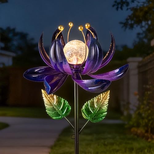 Solar Purple Metal Flower Wind Spinners