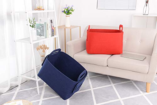 Storage Basket Felt Storage Bin Collapsible& Convenient Box Organizer with Carry Handles for Office Bedroom Closet Babies Nursery Toys Laundry