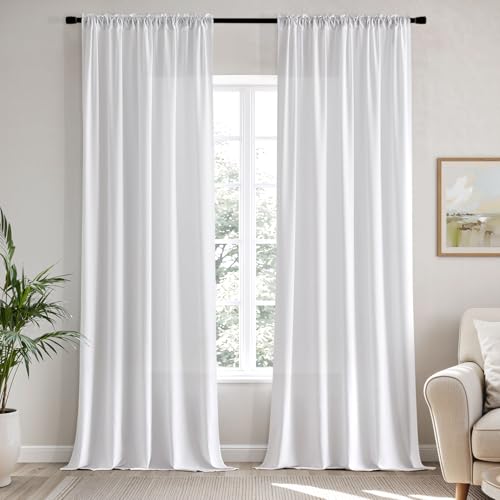 White Privacy Sheer Curtains 2 Panels 42W x 102L (2 Count)