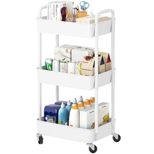 3 Tier Rolling Cart with Wheels (3 Count)
