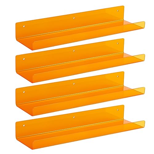 4 Pcs 15" Acrylic Shelves for Wall Decor and Display (4 Count)