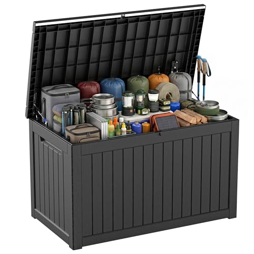 310 Gallon Deck Box Lockable Waterproof UV Resistant Black