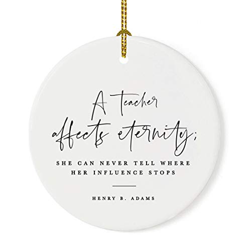 Round Ceramic Porcelain Christmas Tree Ornament for Teacher Thank You Appreciation Graduation Gift