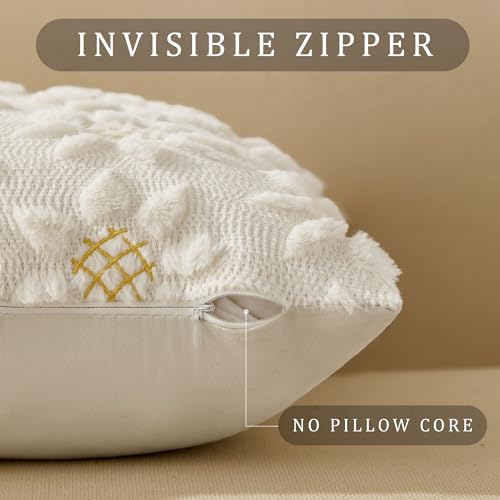 Spring Summer Pillow Covers 22x22 inch Set of 2 White Sunflower (2 Count)