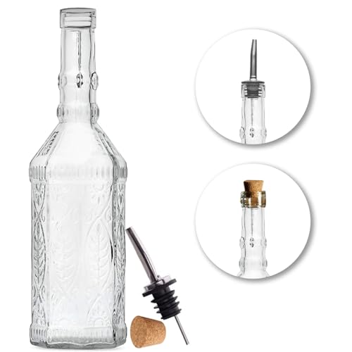 Large Clear Decorative Glass Bottle with Spout and Cork
