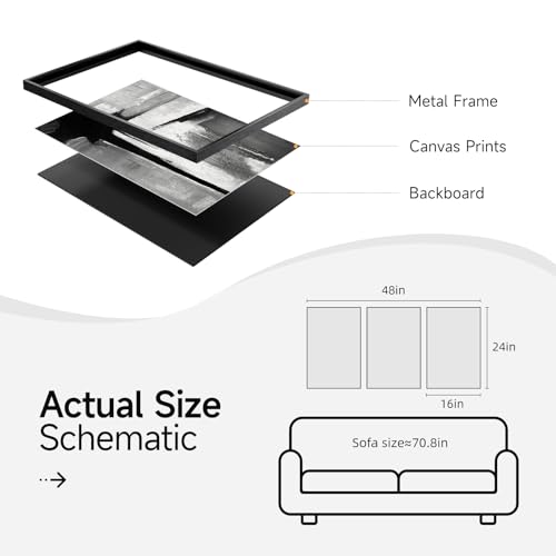 Framed Black White Gray Abstract Wall Art (3 Count)