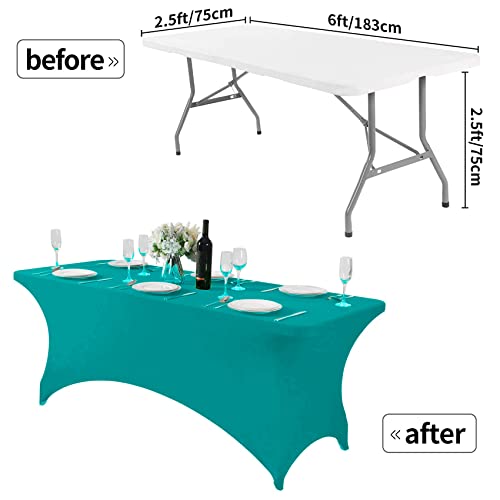 Spandex Table Cover for 6Ft or 4fT or 8ft Table Universal Fitted Stretch Tablecloth for Party