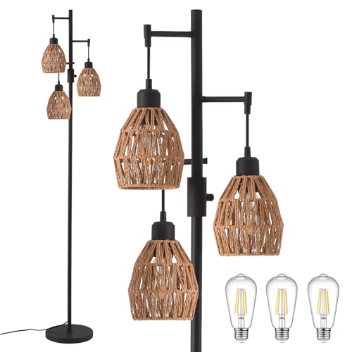 Boho Rattan Floor Lamp