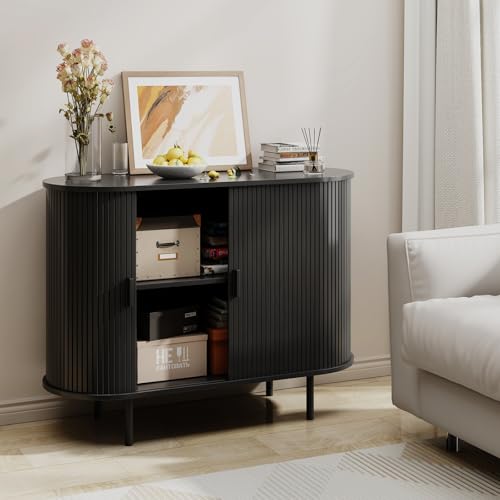40" Fluted Buffet Sideboard Cabinet with Sliding Door