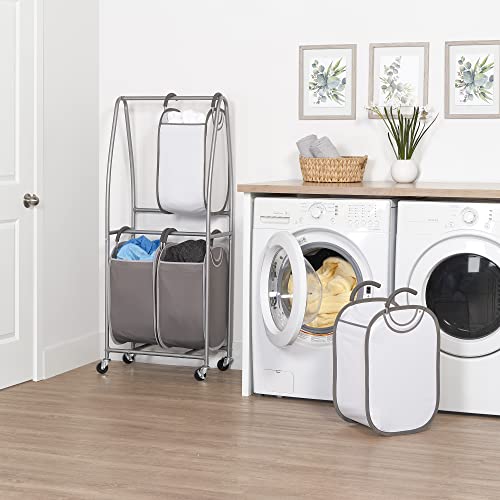 2 Tier Vertical Rolling Laundry Cart