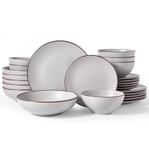 Venus Stoneware Dinnerware Sets with Pasta Bowls (24 Count)