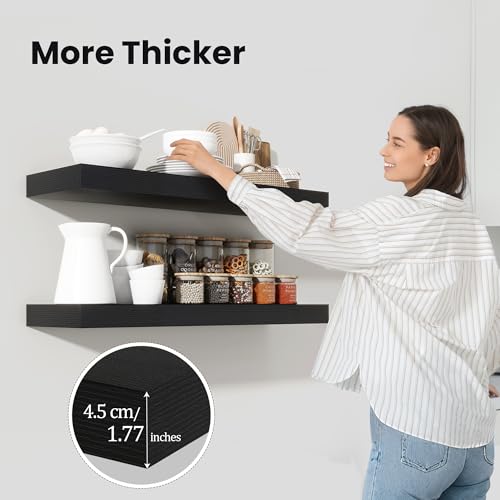 Floating Shelves 35.7" W x 10.3" D Black Set of 1