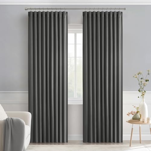 Grey Back Tab Blackout Curtains 52x84 Inch Length 2 Panels Set (2 Count)