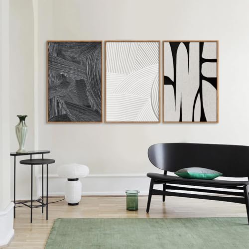 Black and White Framed Canvas Wall Art Set