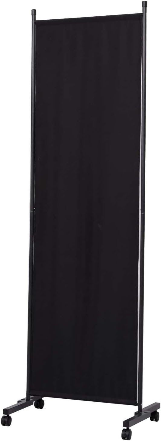 Room Divider Portable Partition Room Dividers and Folding Privacy Screens Fabric Panel Wall Divider for Room Separation, Freestanding Fabric Room Divider Panel/Wheels (Black, 1 Panel-22‘’)